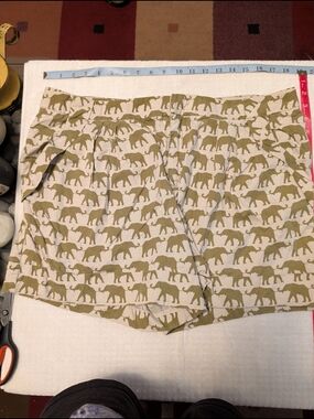Anthropologie Elephant-Print Cream and Olive High-Waist Shorts